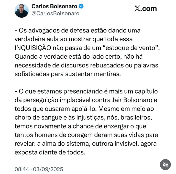 Família Bolsonaro reage ao julgamento  (Reprodução/Redes Sociais)