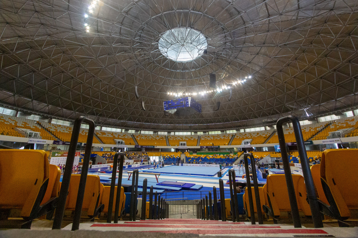 Recife, PE, 05/09/2025 - TREINO DE GINASTICA - Imagens do treino de ginastica antes do inicio do Campeonato Brasileiro de Ginasticas Artística no Geraldão, zona sul do Recife(PE)./Rafael Vieira