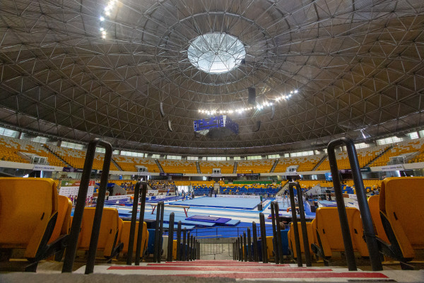 Recife, PE, 05/09/2025 - TREINO DE GINASTICA - Imagens do treino de ginastica antes do inicio do Campeonato Brasileiro de Ginasticas Art&iacute;stica no Gerald&atilde;o, zona sul do Recife(PE).