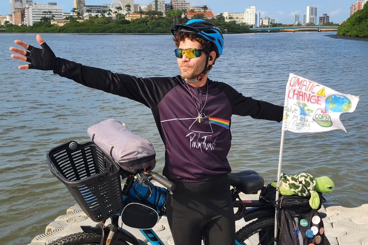 Ativista pernambucano inicia expedição de 2.400 km de bicicleta até Belém para a COP30 (Divulgação/Salve MariaFarinha) Ativista pernambucano inicia expedição de 2.400 km de bicicleta até Belém para a COP30/Divulgação/Salve MariaFarinha