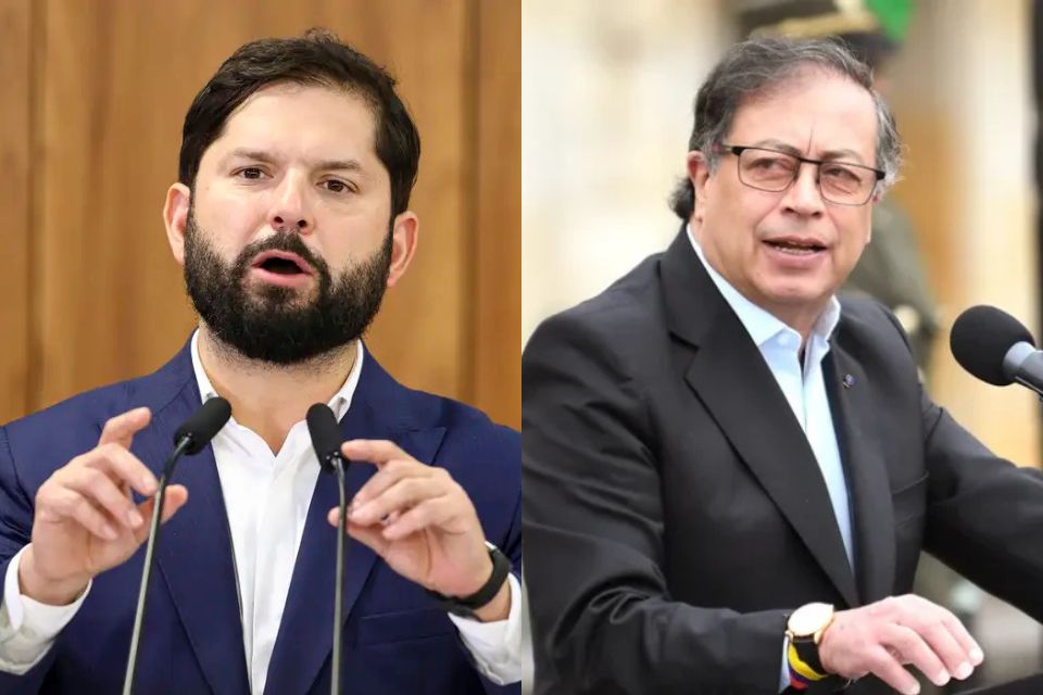 


Presidente do Chile, Gabriel Boric (à esq.) e o presidente da Colômbia, Gustavo Petro (à dir.)
/Marcelo Camargo/Agência Brasil e Daniel Munoz/AFP 