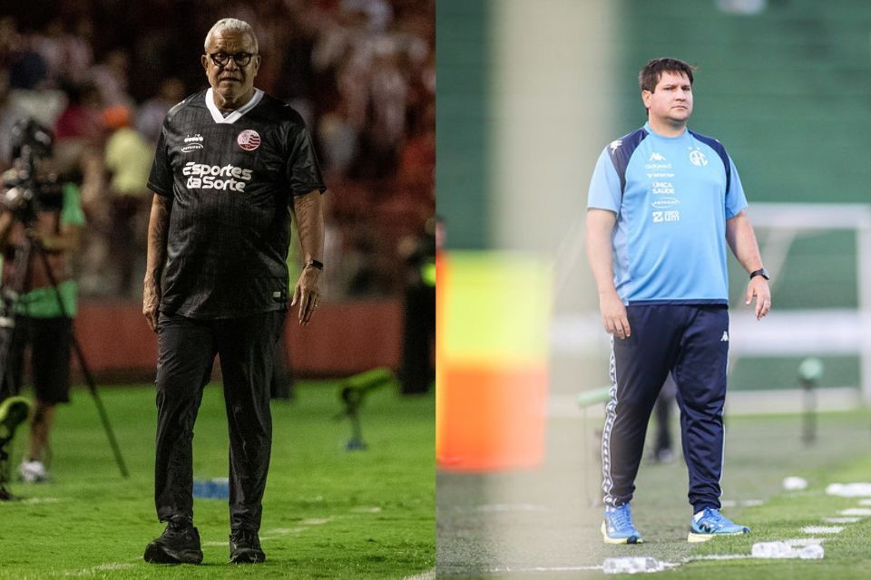 Técnico do Náutico, Hélio dos Anjos, e técnico do Guarani, Matheus Costa/Rafael Vieira / DP Foto e Raphael Silvestre/Guarani FC