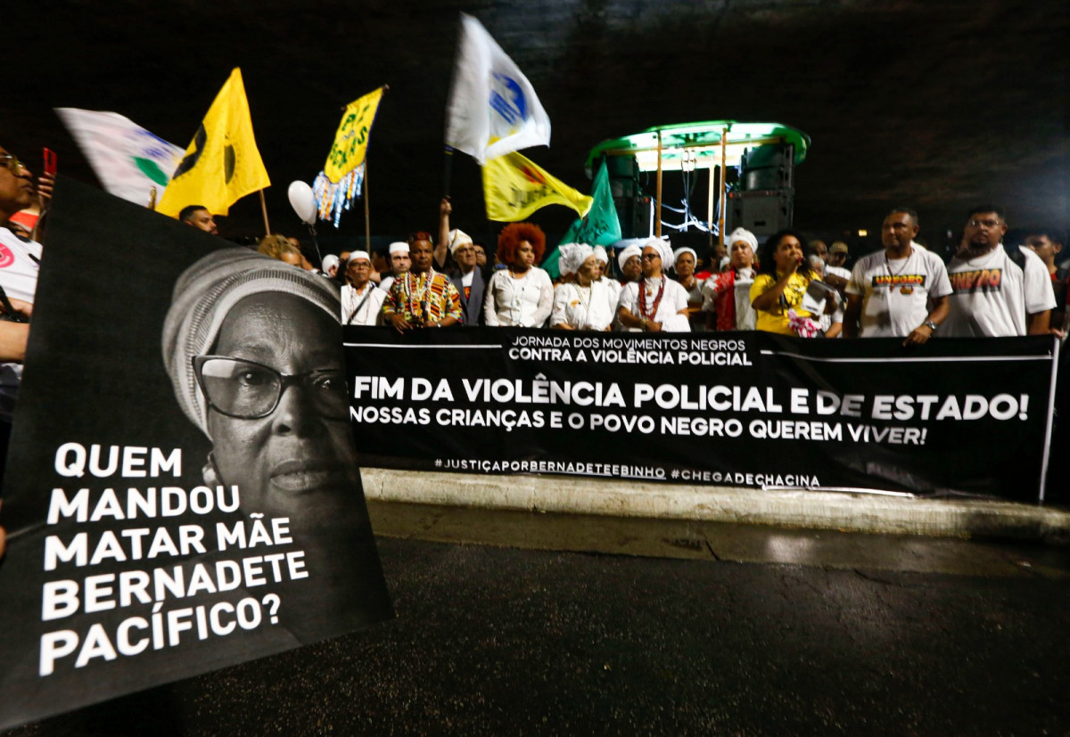 São Paulo ( SP) 24/08/2023 - Jornada dos Movimentos Negros Contra a Violência Policial. Os atos são em defesa de investigação rigorosa e punição aos assassinos de Mãe Bernadete Pacifico (Paulo Pinto/Agência Brasil)