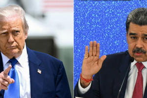 Presidente dos EUA, Donald Trump, (à esq.) e o presidente da Venezuela, Nicolás Maduro 