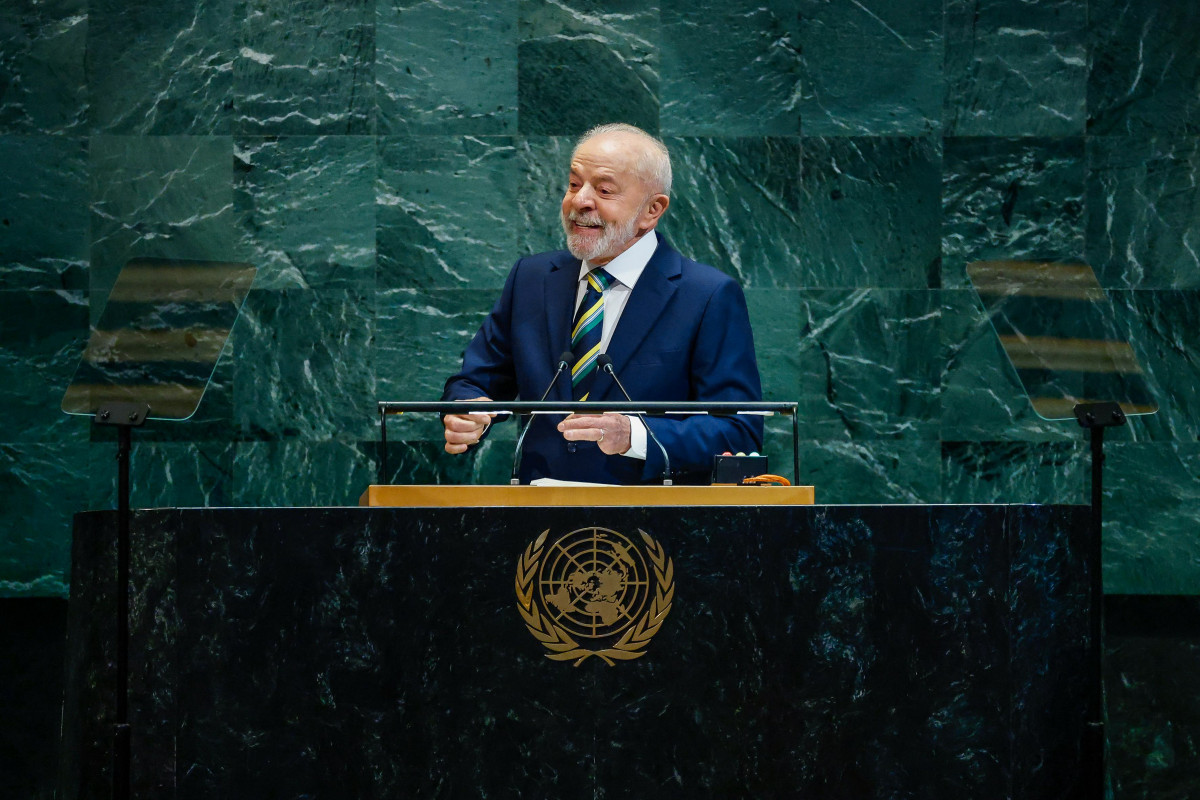Presidente da República, Luiz Inácio Lula da Silva, durante a abertura do Debate Geral da 80.ª Sessão Ordinária da Assembleia Geral das Nações Unidas. Sede da Assembleia Geral das Nações Unidas, Nova York (EUA)
Foto: Ricardo Stuckert / PR (Ricardo Stuckert) Presidente da República, Luiz Inácio Lula da Silva, durante a abertura do Debate Geral da 80.ª Sessão Ordinária da Assembleia Geral das Nações Unidas. Sede da Assembleia Geral das Nações Unidas, Nova York (EUA)
Foto: Ricardo Stuckert / PR/Ricardo Stuckert
