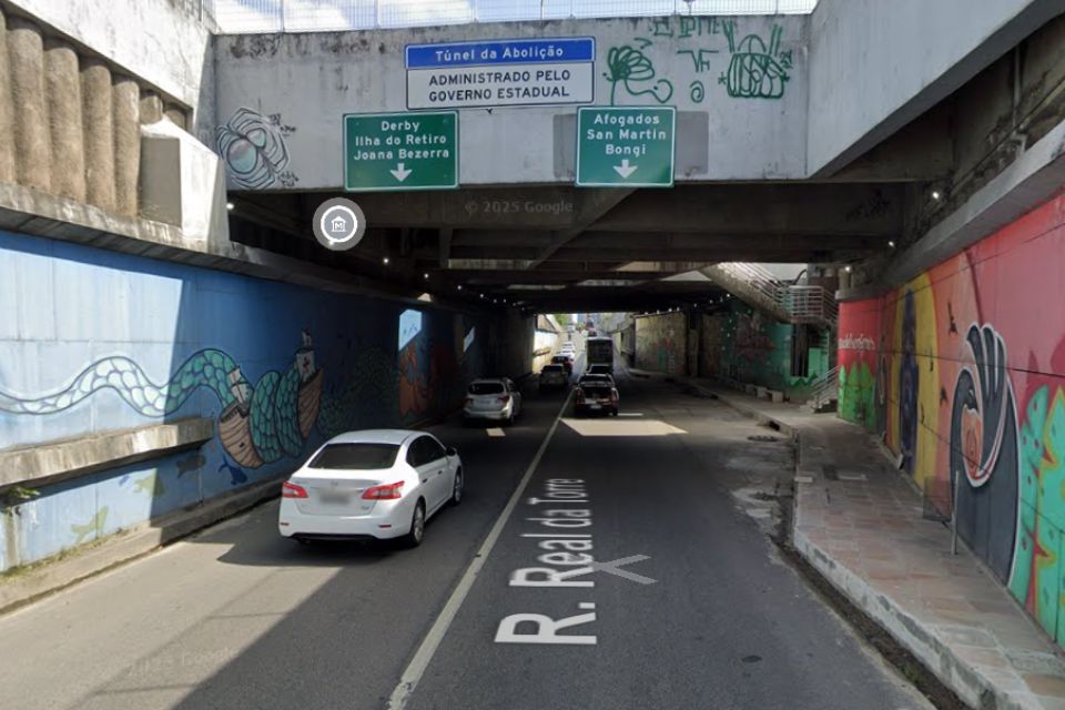 A partir desta quarta (24), o Túnel da Abolição será de responsabilidade da Prefeitura do Recife/Foto: Reprodução / Google Street View