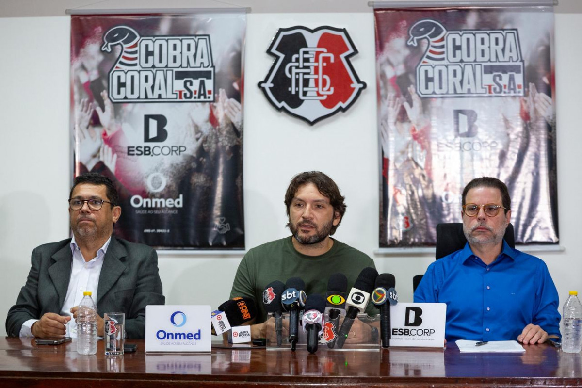 Presidente do Santa Cruz, Bruno Rodrigues, e investidor da SAF, Iran Barbosa/Rafael Vieira 