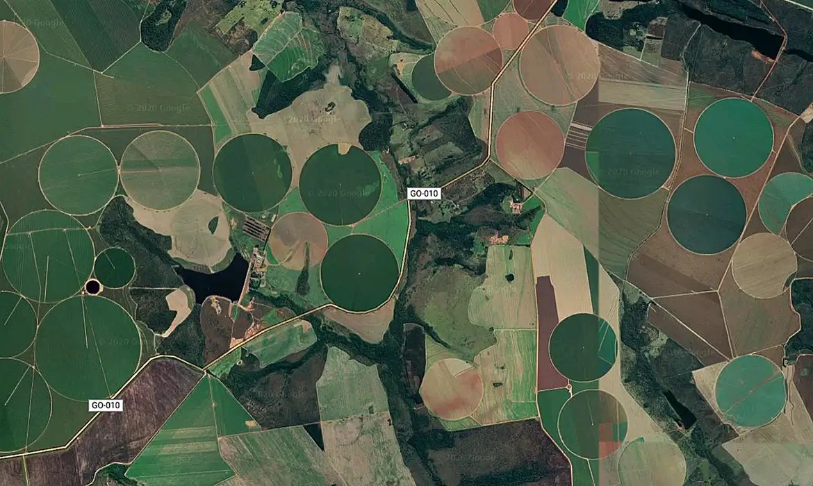 De acordo com os pesquisadores, nesse último período, o Cerrado perdeu 6,4 milhões de hectares de vegetação nativa./Foto: Google Maps