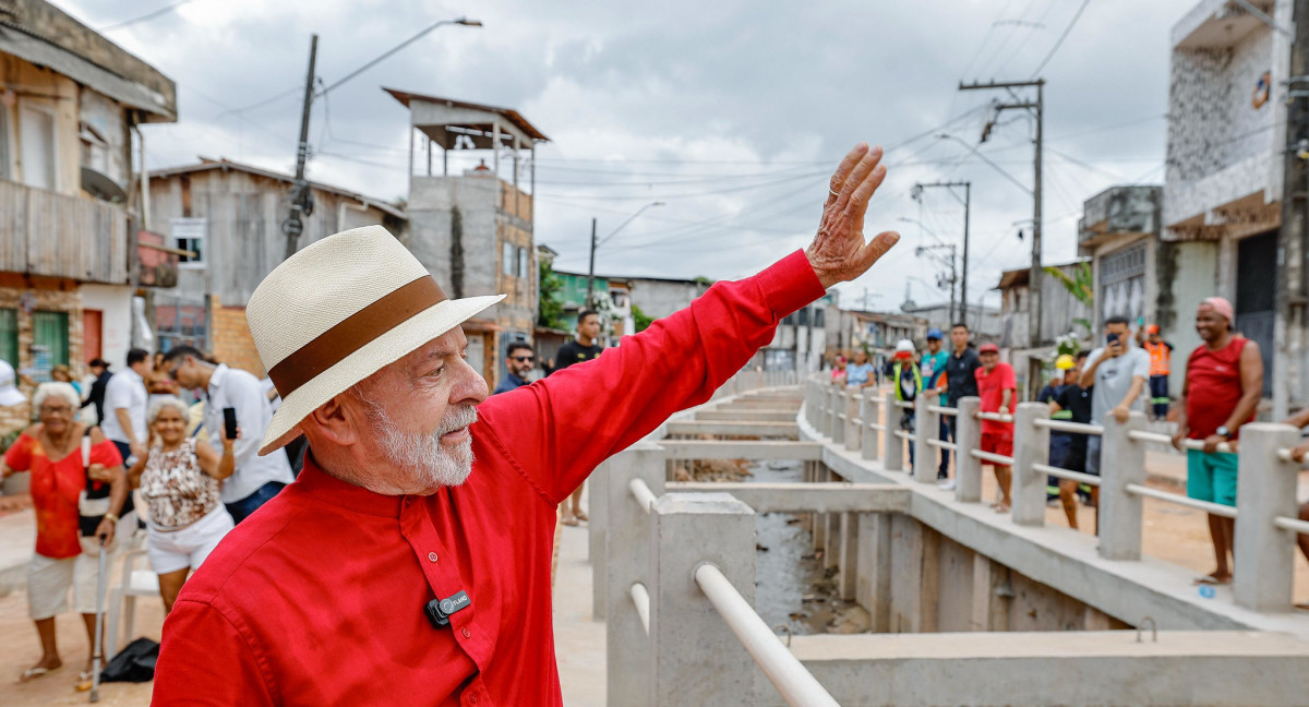 Presidente da República, Luiz Inácio Lula da Silva, durante visita às obras de macrodrenagem e urbanização do Canal da União. Avenida Cipriano Santos – Belém (PA)/Ricardo Stuckert / PR
