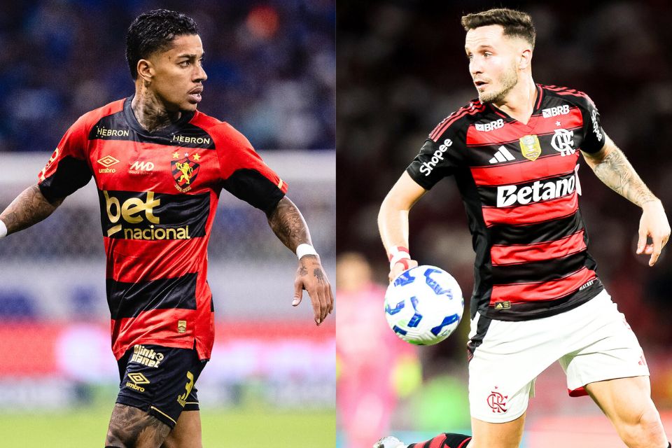 Matheusinho, meia-atacante do Sport e Saúl, meio-campista do Flamengo (Paulo Paiva/Sport Recife e Gilvan de Souza/Flamengo) Matheusinho, meia-atacante do Sport e Saúl, meio-campista do Flamengo/Paulo Paiva/Sport Recife e Gilvan de Souza/Flamengo