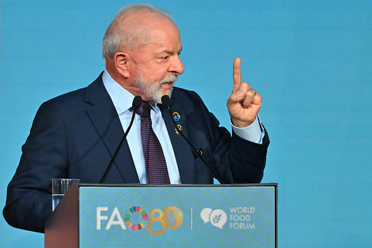 Presidente Lula durante discurso no Fórum Mundial da Alimentação, em Roma ( Andreas SOLARO / AFP)
