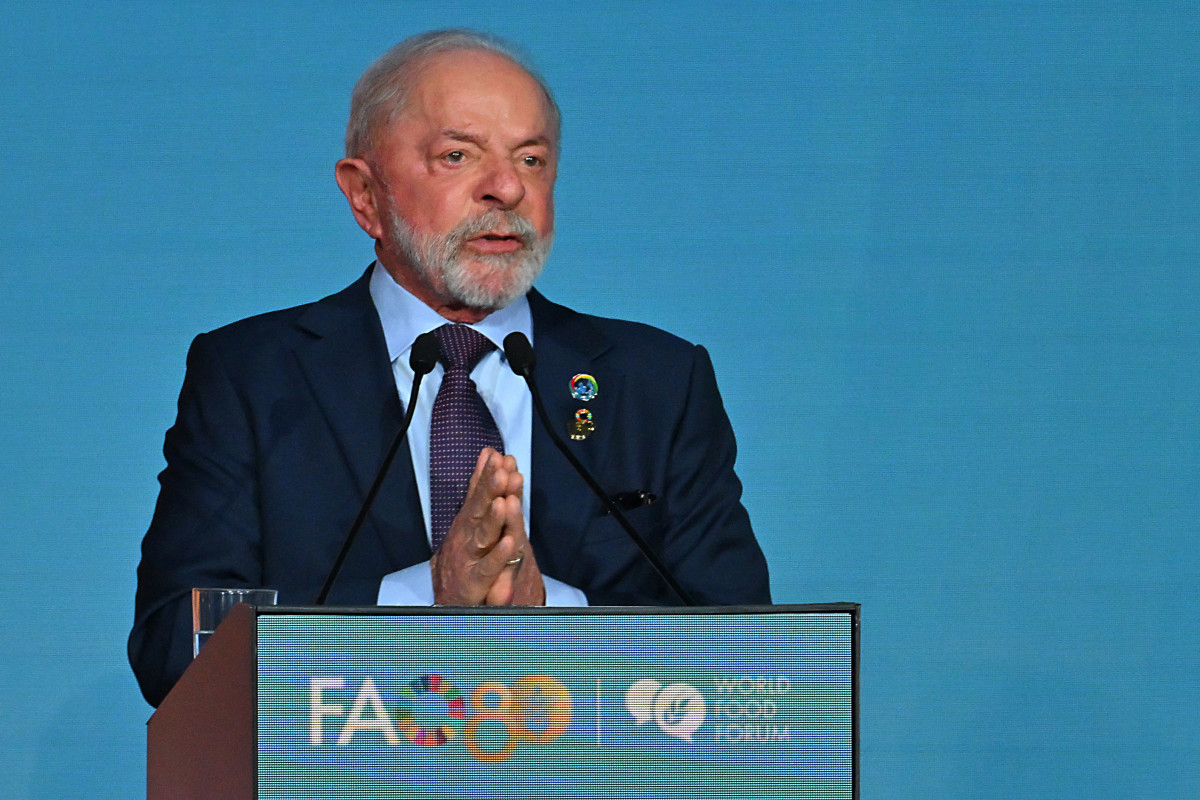 Presidente Lula durante discurso no Fórum Mundial da Alimentação, em Roma ( Andreas SOLARO / AFP)