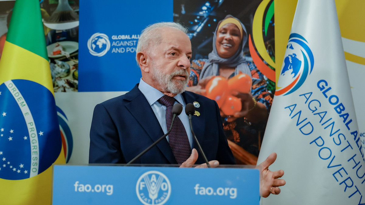 Lula durante a Sessão de Abertura do Fórum Mundial da Alimentação, na sede da Organização das Nações Unidas para Alimentação e Agricultura (FAO (Ricardo Stuckert / PR) Lula durante a Sessão de Abertura do Fórum Mundial da Alimentação, na sede da Organização das Nações Unidas para Alimentação e Agricultura (FAO/Ricardo Stuckert / PR