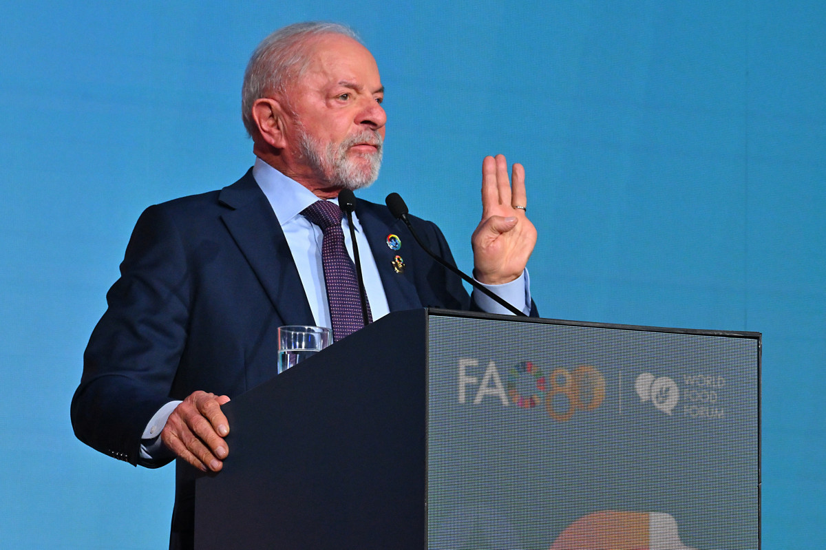 Presidente Lula durante discurso no Fórum Mundial da Alimentação, em Roma/ Andreas SOLARO / AFP