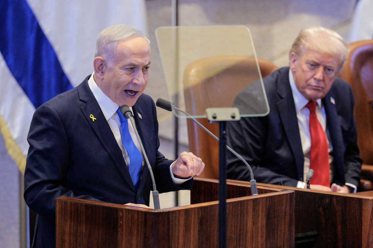 A declcaração foi dada por Netanyahu durante o evento oficial que marca o segundo aniversário do ataque de 7 de outubro de 2023 do Hamas. (Foto: CHIP SOMODEVILLA / POOL / AFP) A declcaração foi dada por Netanyahu durante o evento oficial que marca o segundo aniversário do ataque de 7 de outubro de 2023 do Hamas./Foto: CHIP SOMODEVILLA / POOL / AFP