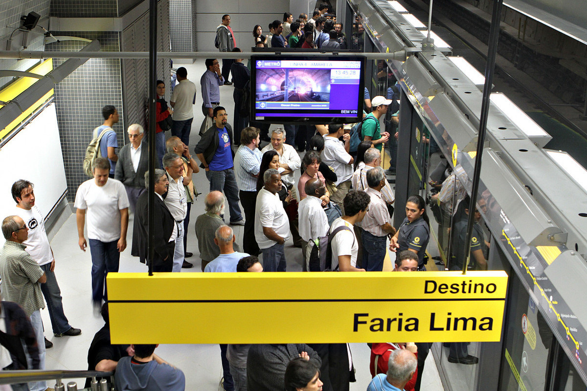 Estação Faria Lima da linha 4-Amarela do Metrô, inaugurada em maio de 2010 (Foto: Milton Michida/Governo do Estado de SP) Estação Faria Lima da linha 4-Amarela do Metrô, inaugurada em maio de 2010/Foto: Milton Michida/Governo do Estado de SP