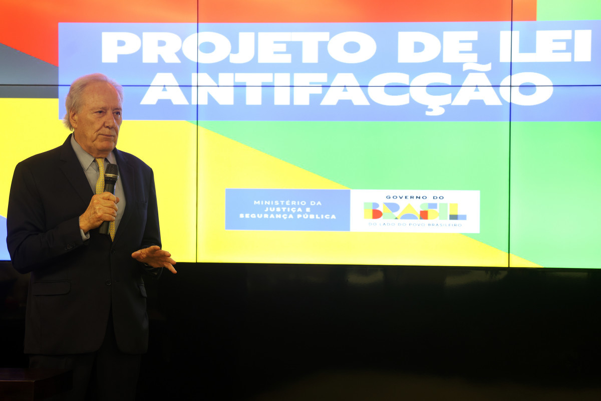 O ministro da Justiça e Segurança Pública, Ricardo Lewandowsk durante anúncio do projeto de lei Antifacção. (Valter Campanato/Agência Brasil) O ministro da Justiça e Segurança Pública, Ricardo Lewandowsk durante anúncio do projeto de lei Antifacção./Valter Campanato/Agência Brasil