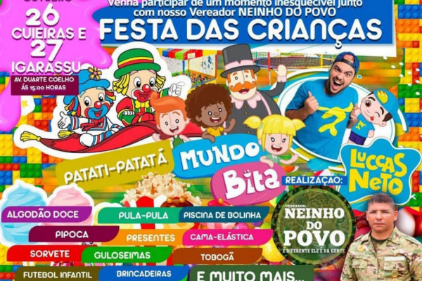 Folder de evento de Dia das Crianças em Igarassu em 2019. (Foto: Reprodução)