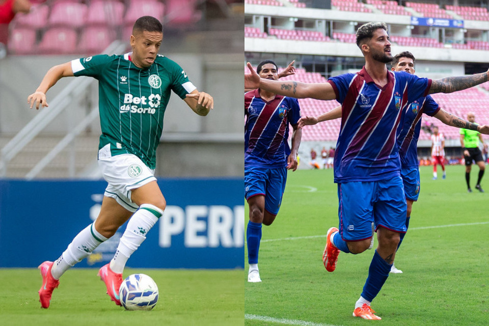 Renato Henrique, artilheiro do América-PE e Hitalo Rogério, zagueiro do Vitória das Tabocas (Rafael Vieira/ FPF) Renato Henrique, artilheiro do América-PE e Hitalo Rogério, zagueiro do Vitória das Tabocas /Rafael Vieira/ FPF