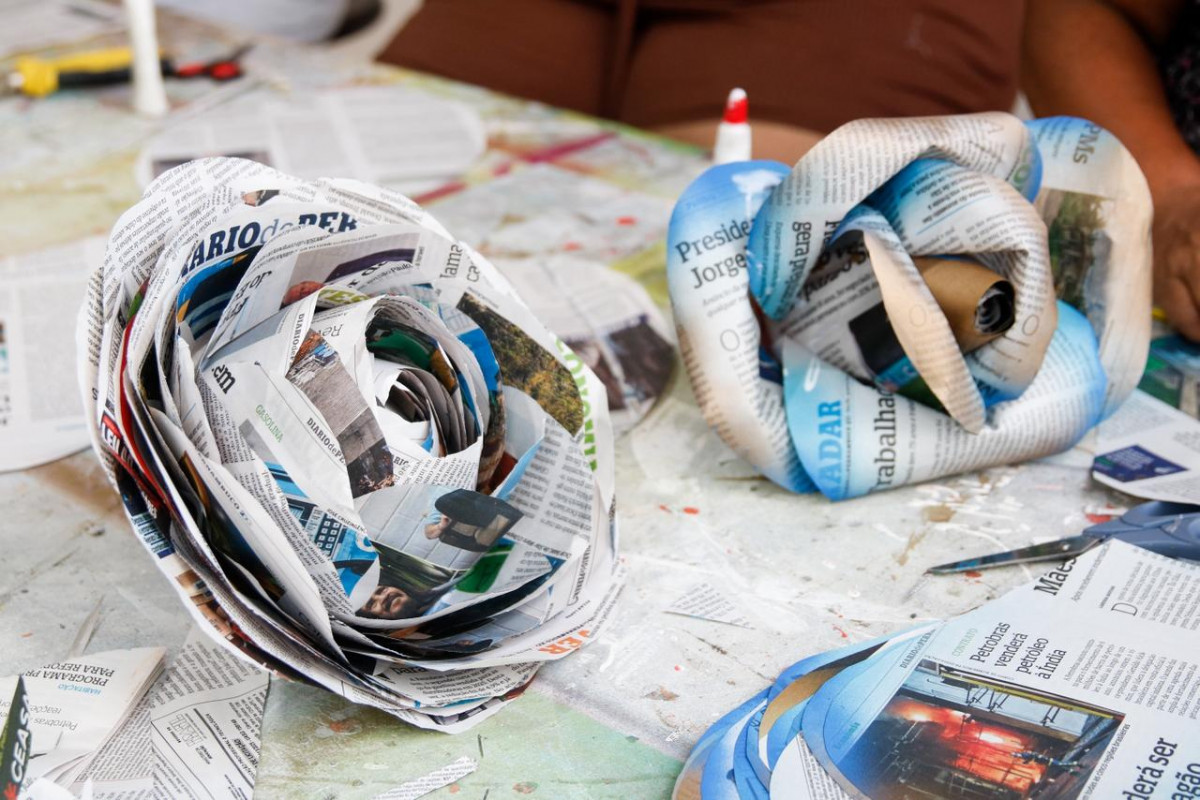 Páginas do Diario viram arte para festa de 200 anos do jornal
 (Foto: Marina Torres)