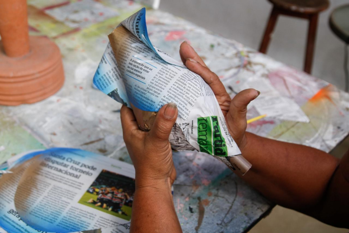 Páginas do Diario viram arte para festa de 200 anos do jornal
 (Foto: Marina Torres)