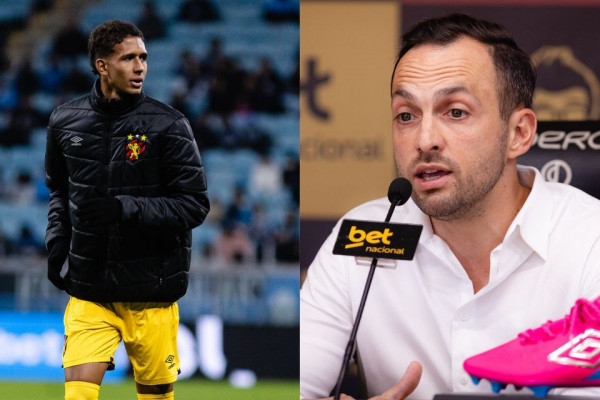 Riquelme, zagueiro do Sport, e Enrico Ambrogini, diretor-geral de futebol 