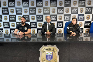 Delegado Paulo Furtado, Gestor DRACCO; Delegado Ivaldo Pereira, Gestor DIRESP; Delegada Wanessa Bastos, Adjunta GOE.