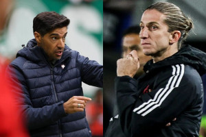 Abel Ferreira, técnico do Palmeiras, e Filipe Luís, técnico do Flamengo
