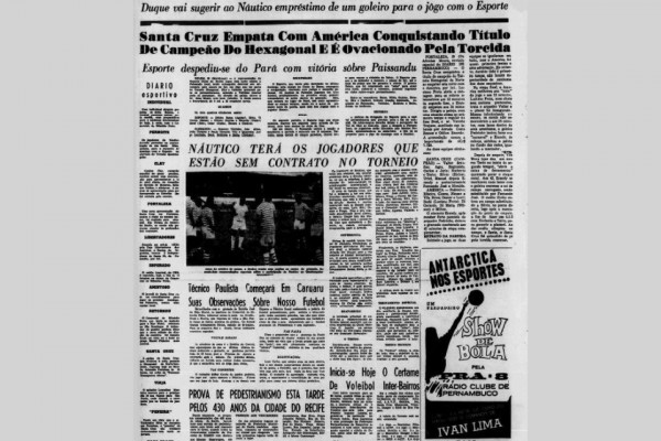 Material do Diario de Pernambuco noticiando o título do Hexagonal Norte-Nordeste conquistado pelo Santa Cruz (Acervo Diario de Pernambuco)