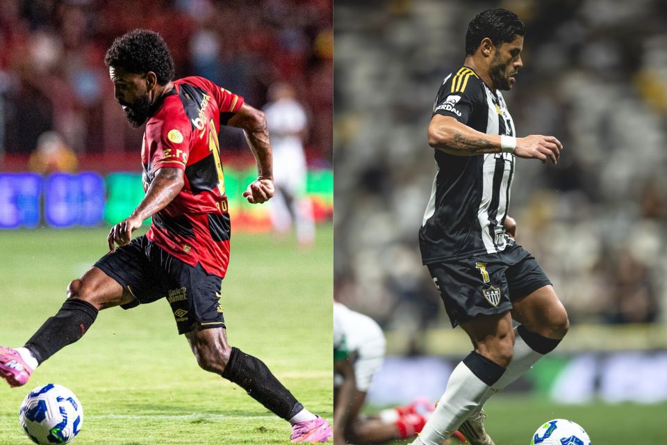 O Atacante Romarinho em ação pelo Sport, e o atacante Hulk em ação pelo Atlético-MG/Rafael Vieira / DP Foto e Pedro Souza / Atlético