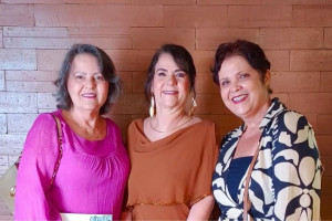 Maria do Carmo, Yolanda Leimig e Flávia Azevedo durante o lançamento