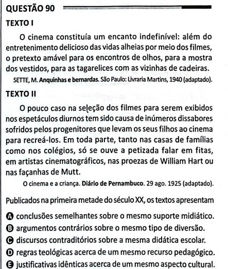 Questão do Enem 2025 trouxe trecho de 1925 do Diario (Reprodução/Enem 2025)