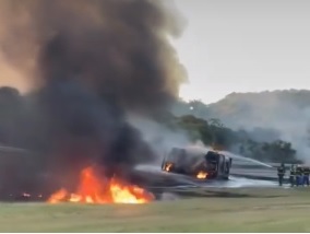 Carreta pegou fogo e motorista morreu 