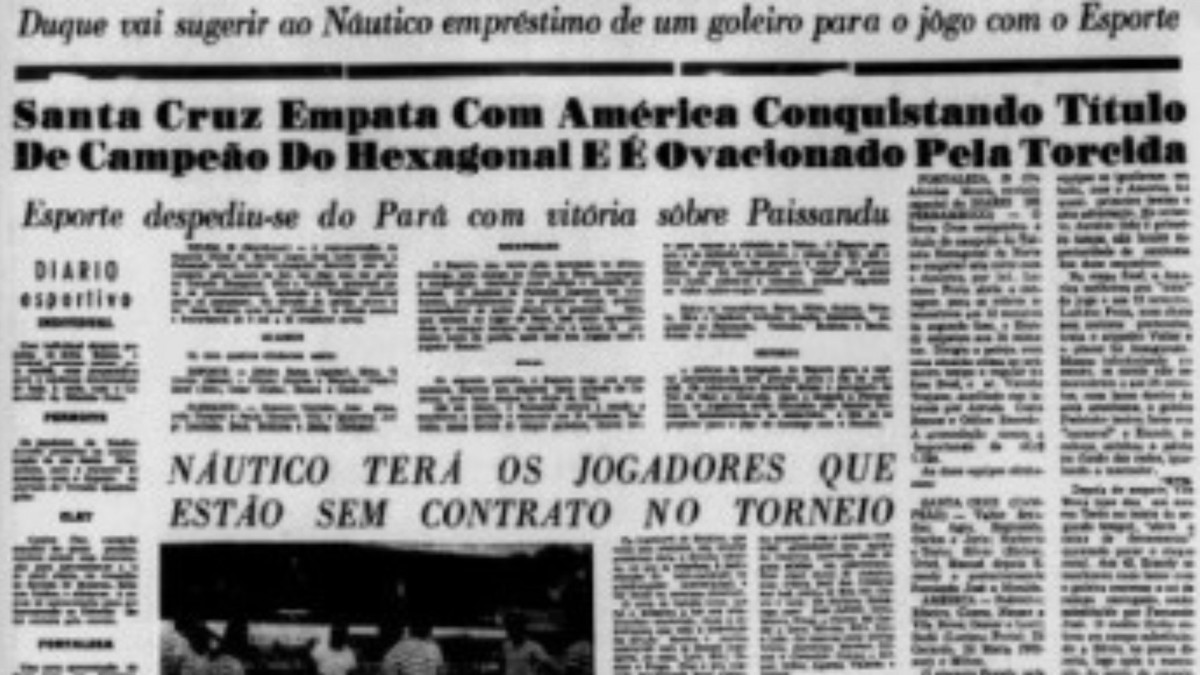 Jornal do Diario de Pernambuco registro do título do Santa Cruz de 1967/Acervo