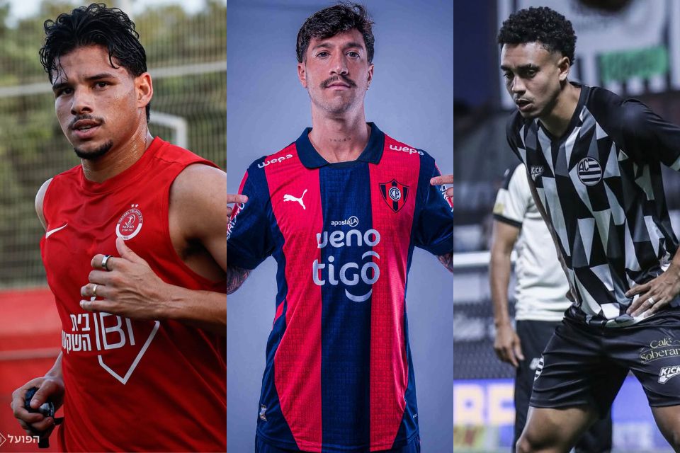 Zagueiros Chico e Marcelo Ajul, e o volante Fabrício Domínguez, jogadores emprestados pelo Sport/Divulgação/Hapoel Tel Aviv, Cerro Porteño e Athletic-MG