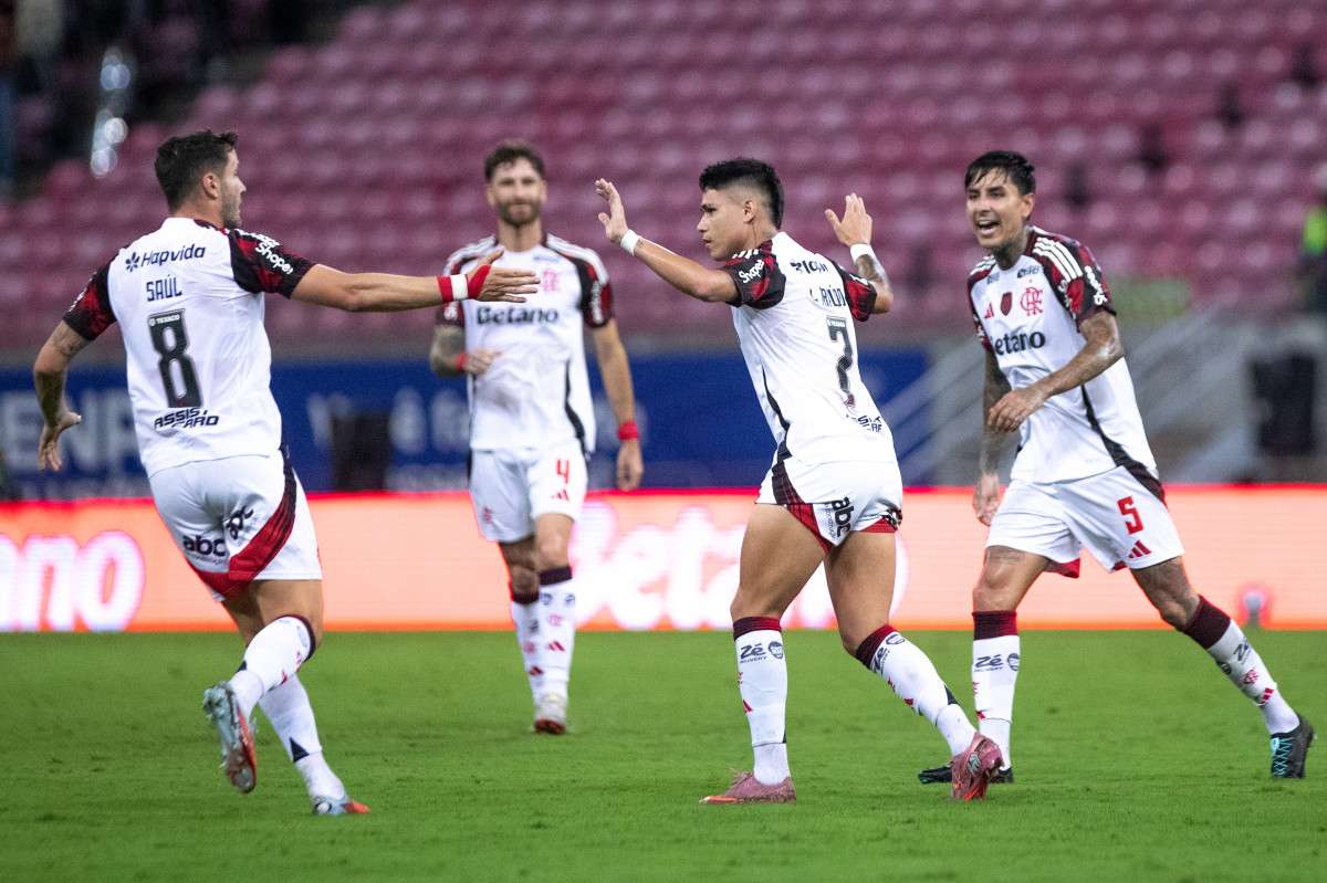  São Lourenço da Mata, PE, 15/11/2025 - SPORT FLAMENGO - Na noite deste sábado(15), a equipe do Sport recebeu a equipe do Flamengo pelo Campeonato Brasileiro da Serie A 2025 na Arena de Pernambuco. Luís Araújo/ Rafael Vieira