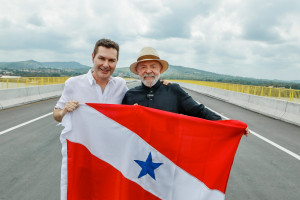 Presidente da República, Luiz Inácio Lula da Silva, durante a Cerimônia de inauguração da ponte entre Xambioá e São Geraldo do Araguaia.