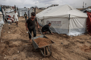 Na semana passada, autoridades americanas iniciaram negociações no Conselho sobre um projeto que daria seguimento ao cessar-fogo na guerra de dois anos entre Israel e o Hamas e endossaria o plano. (Foto de Omar AL-QATTAA / AFP)