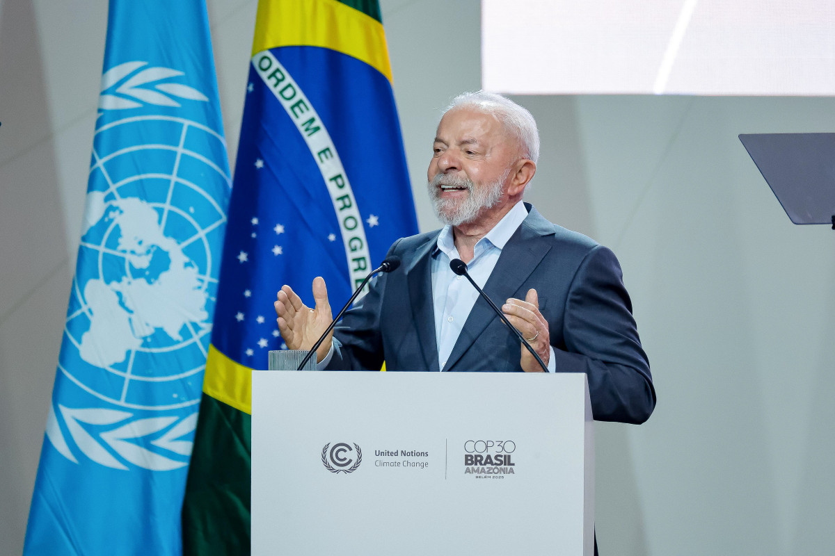 Presidente da República, Luiz Inácio Lula da Silva, durante a cerimônia de abertura da 30.ª Conferência das Partes da Convenção-Quadro das Nações Unidas sobre a Mudança do Clima (COP30). Parque da Cidade – Belém (PA)/ Ricardo Stuckert / PR