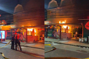 O fogo ocorreu em um estabelecimento ao lado do tradicional 'Gildo Lanches' e se concentrou principalmente na estrutura do telhado