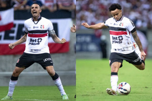 Thiago Galhardo e Nathan em ação pelo Santa Cruz