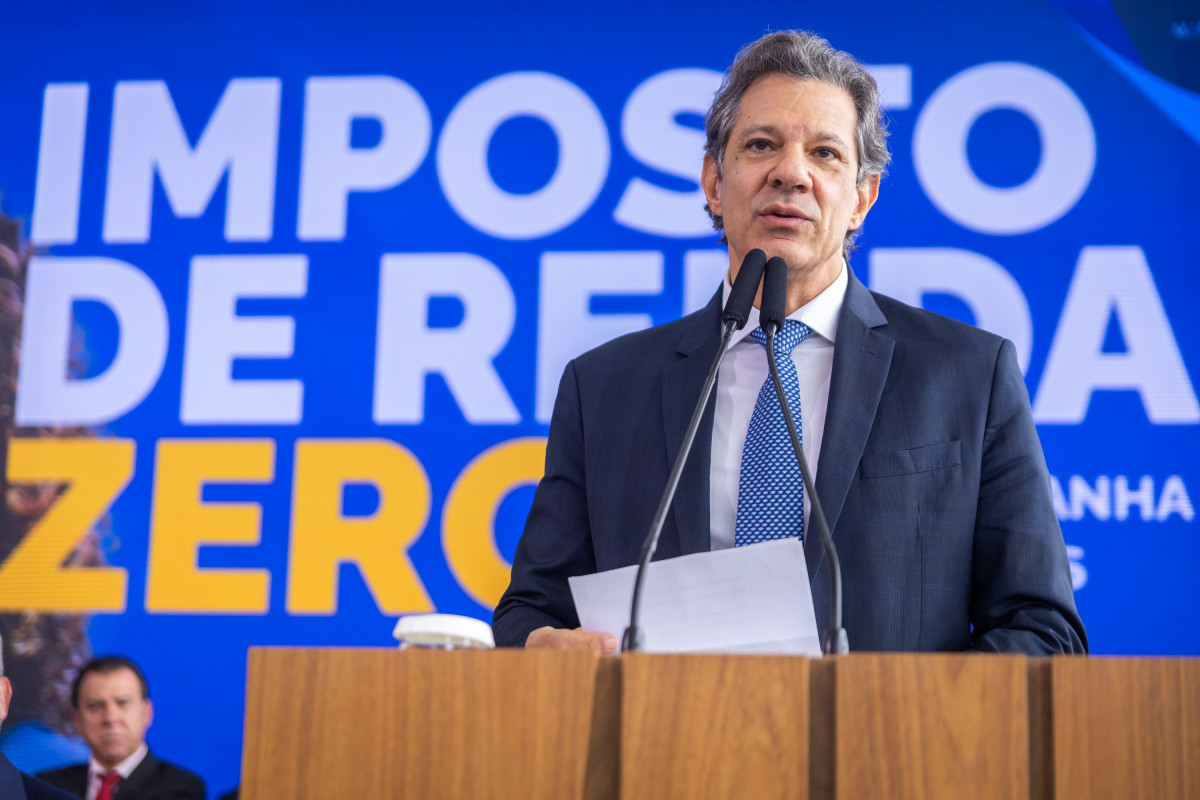 Ministro da Fazenda, Fernando Haddad, em Cerimônia de sanção do Novo Imposto de Renda/ Diogo Zacarias