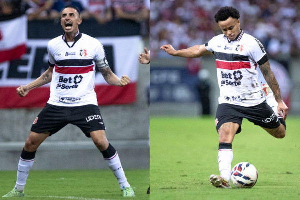 Thiago Galhardo e Nathan em ação pelo Santa Cruz