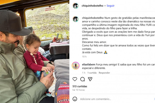 O pai de Yuri, ex-vereador de São Mateus (ES), Chiquinho Botelho, fez publicações no Instagram lamentando o falecimento do filho (Foto: Reprodução/Instagram @chiquinhobotelho)