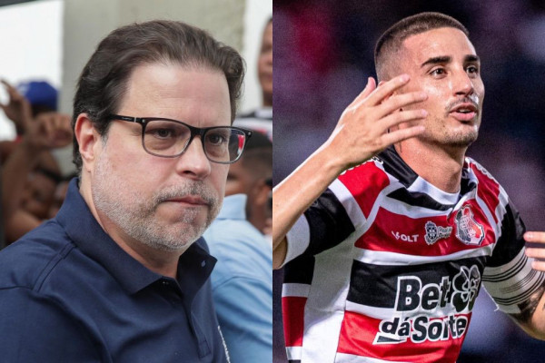 Bruno Rodrigues, presidente do Santa Cruz, e o atacante Thiago Galhardo