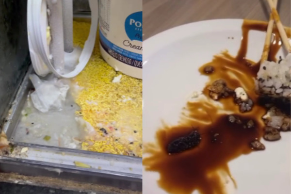 Cliente mostrou dezenas de baratas mortas na cozinha do restaurante/Reprodução/Redes Sociais