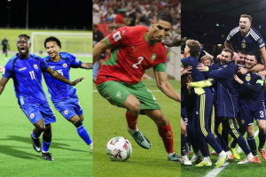 Jogadores das seleções de Haiti, Marrocos e Escócia 