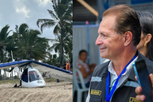 Ultraleve pilotado por prefeito de Barreiros faz pouso forçado em praia de Ipojuca