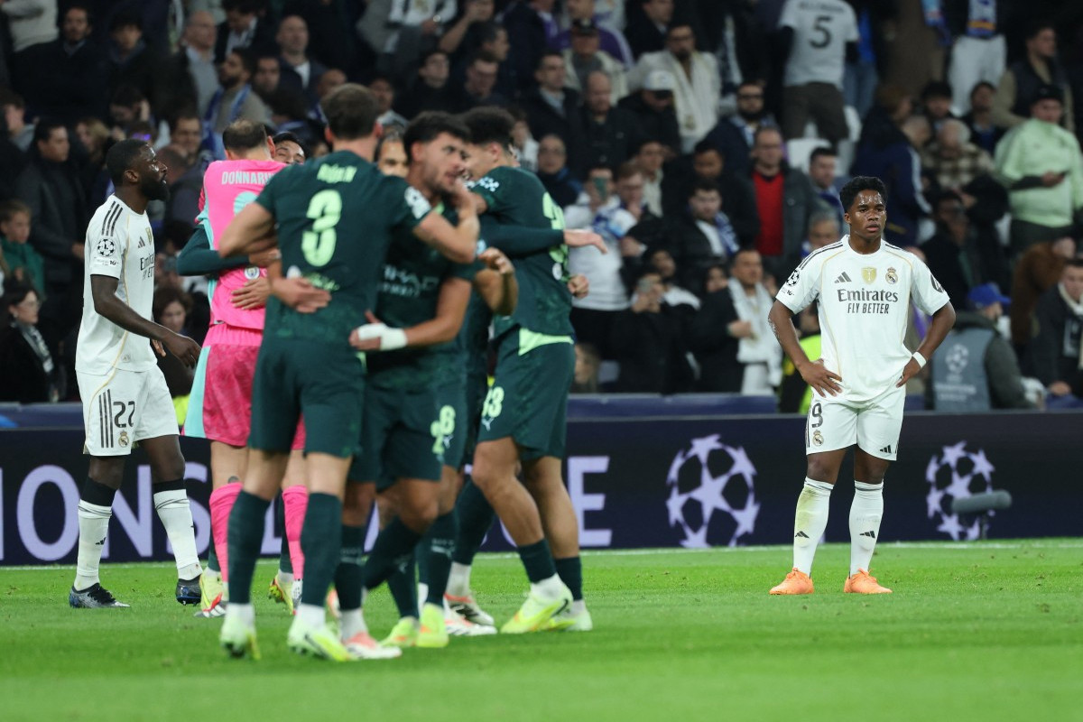Manchester City x Real Madrid, jogo válido pela Champions League e realizado no Santiago Bernabéu/Thomas COEX / AFP