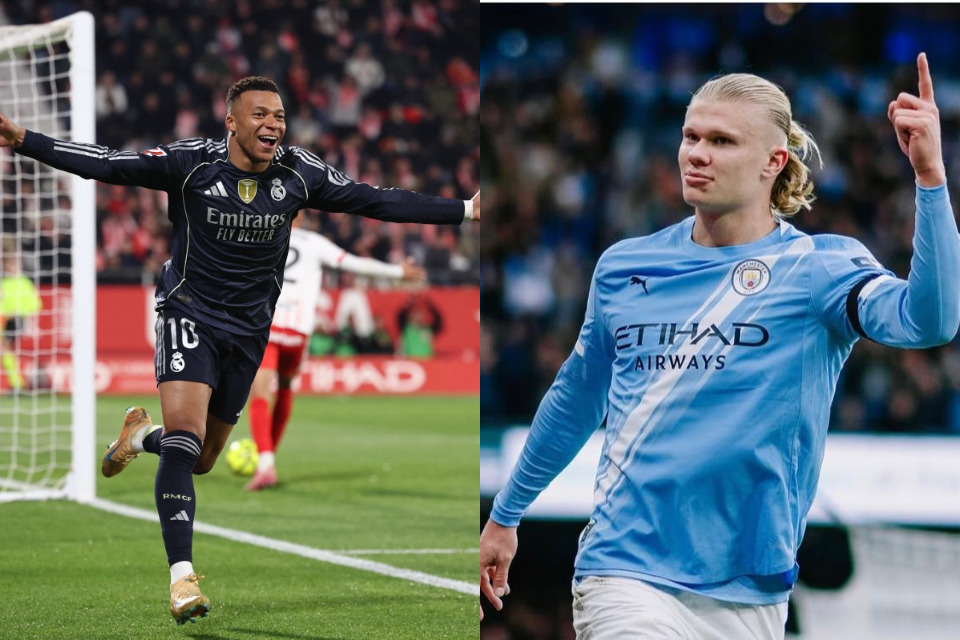 Kyllian Mbappe e Erling Haaland, dois dos principais atacantes do mundo /JOSEP LAGO /AFP e Divulgação /Manchester City